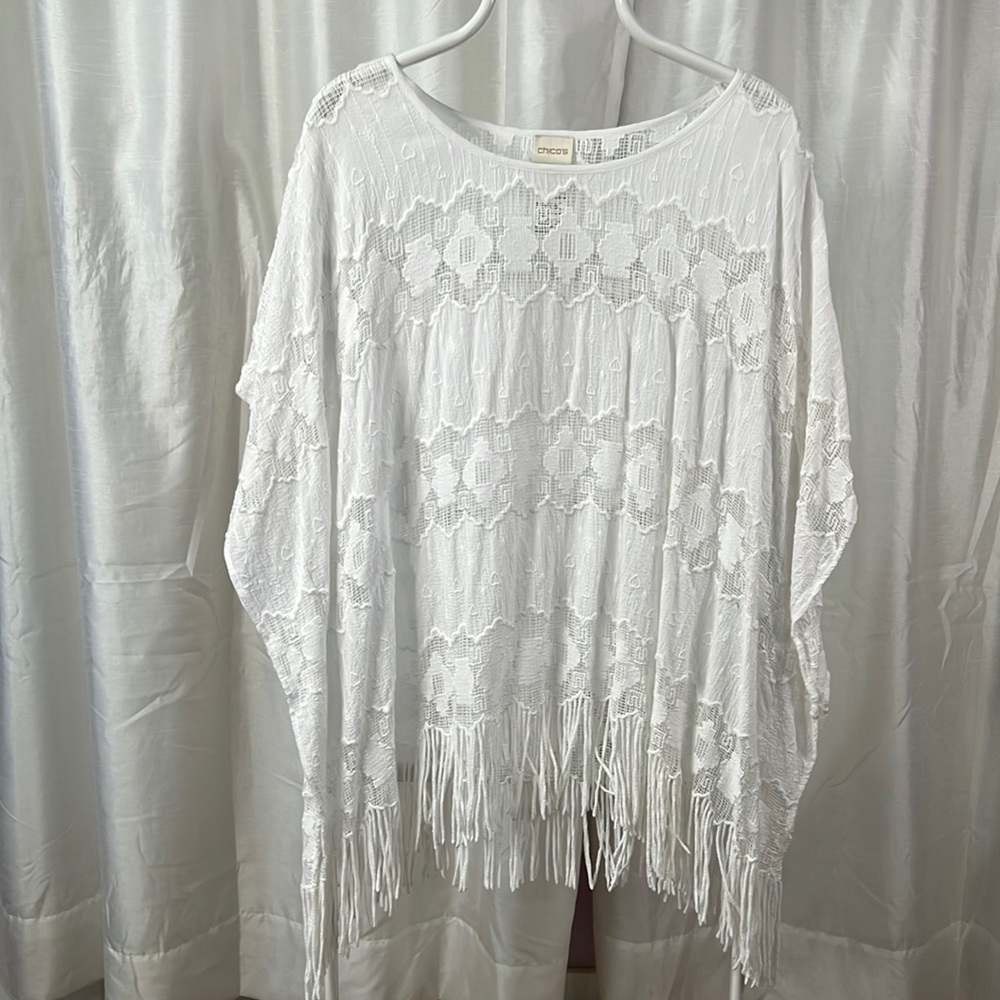 White Boho Poncho - L/XL